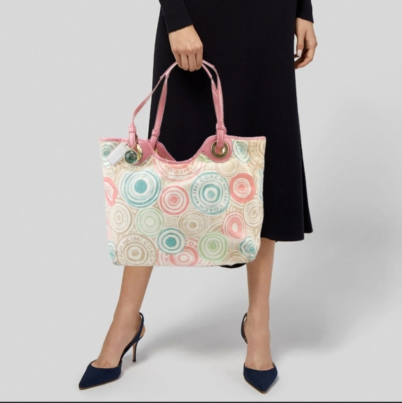 Rare Coach Beach Tote Multicolor F19184 - Picture 16 of 16